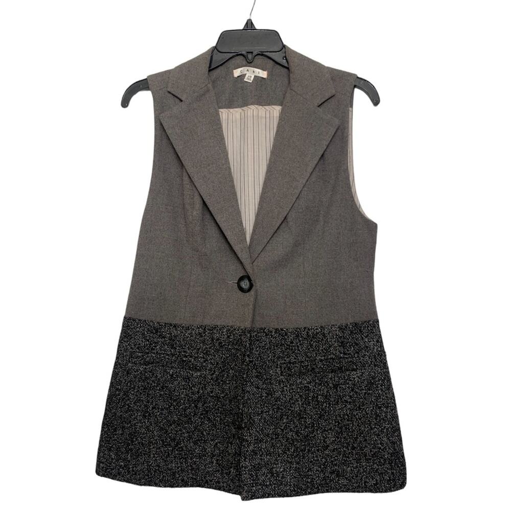 CAbi Colorblock Gray Blazer Vest XS